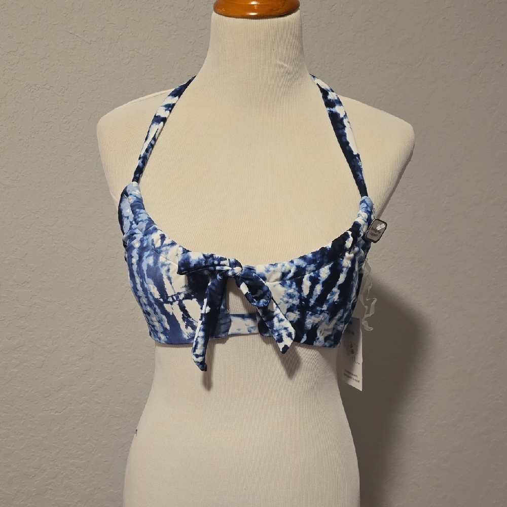 Blue Tie-Dye Bikini Top